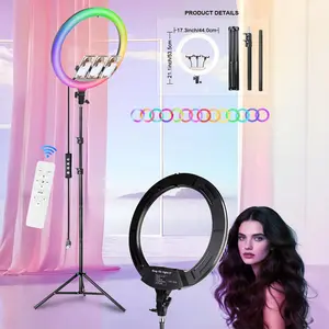 18 inch Ring Light with Stand, Large Ring Light for iPhone, 3 Clips/USB Ports,2700-6500K with Tripod for Tattoo Lash Barber Makeup Photography Lighting#Easter Gift#SummerVibes