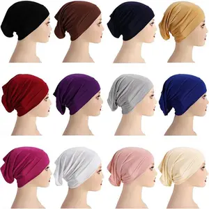 12 Pieces Under Scarf Hijab Cap for Turban Head Wraps Scarf Solid Color Hijab Tube Unisex Stretch Dreadlocks Tube(Sheets)