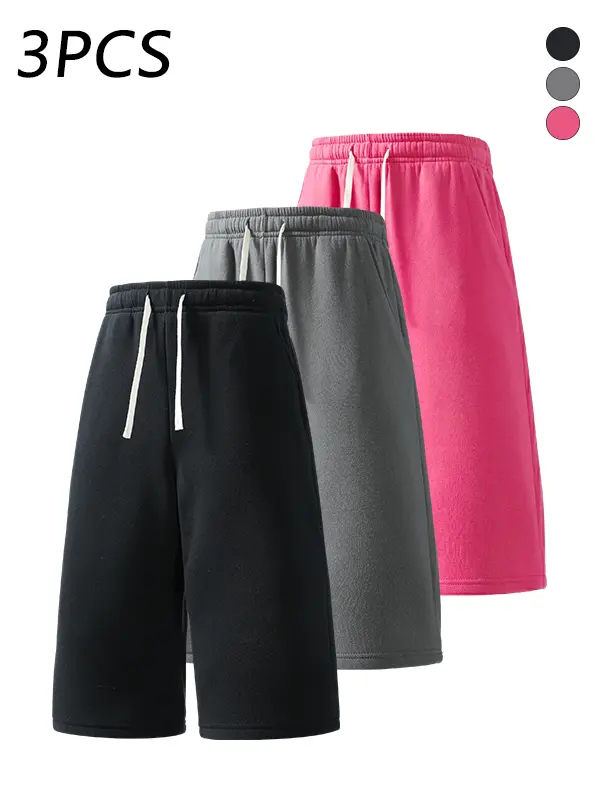 3-pack men’s 7/8 casual athletic sweatpants, loose straight cut, skin-friendly breathable fabric