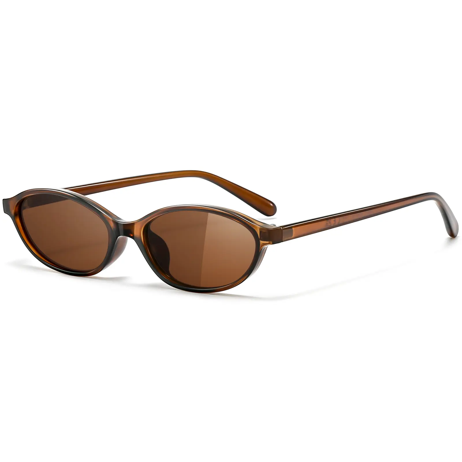 【SummerVibes】SUNGAIT Retro Oval Cat Eye Sunglasses for Women Y2k Trendy Narrow Brown Sunnies Stylish Designer Fashion Skinny Shades UV400 Protection Beach SGT571