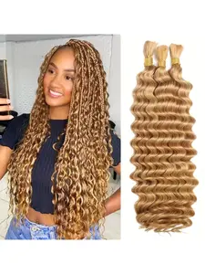 [2 Bundles Honey Blonde Deep Wave] Human Hair Bundles For Women 12A 27# Color Human Hair Bundles Wet And Wavy Blonde Deep Curly Hair Real Hair Extensions