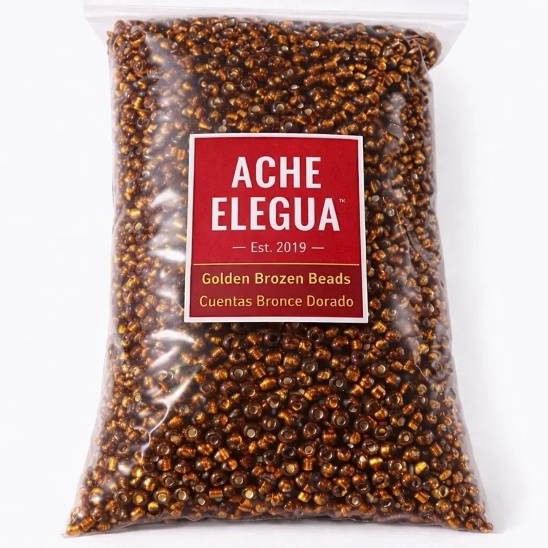 Ache Elegua Golden Bronze Amber Beads 1 Pound Bag Smooth Glossy Finish High-Quality for Bracelets Jewelry DIY Craft Projects Ideal for Beginners & Professionals