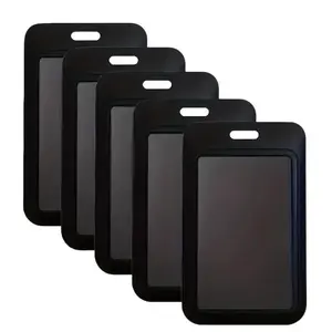 5-Pack Vertical ID Card Holders, Sliding Hard Plastic Case, Round Corners Design, Suitable for Office, School, Work Cards, Credit Cards, Keycards