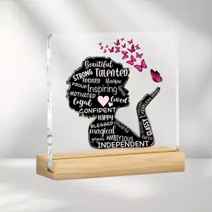 Positive Inspirational Acrylic Sign, Women's Motivational Gift, Heartfelt Decorative Plaque, Multifunctional Office & Home Decoration