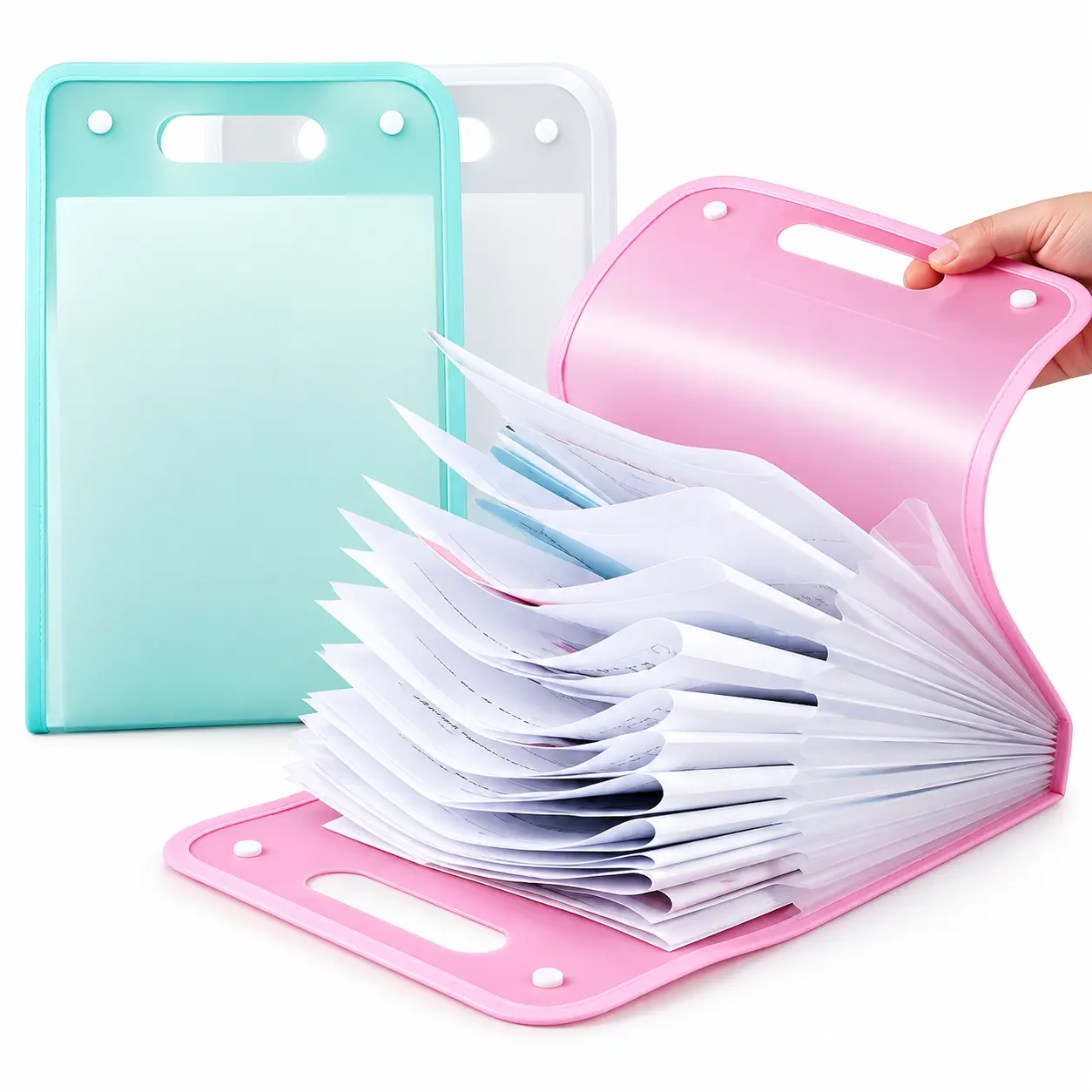 13-Pocket Expanding File Folder, A4 Portable Accordion Document Organizer with Handle & Color Labels, Large Capacity Paper Storage Folder for School, Homework, Office & Home