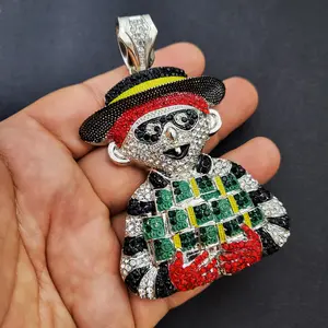 MaxBling81 Unisex Iced Cubic Zirconia Money Bag Pendant - Hip Hop Celebrity Style Large Bling Charm, Gold or Silver Plated Costume Jewelry Accessory, Hip Hop Celebrity Style Pendant