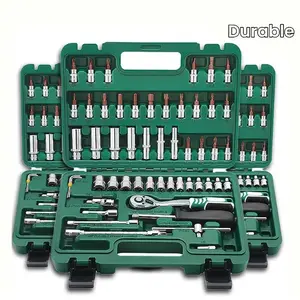 Car repair tool set, equipped with a multi-functional socket wrench, 53-piece ratchet socket wrench set, suitable for cars, trucks, and motorcycles.Ideal as a gift for birthdays, Thanksgiving, and Christmas