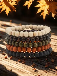 5-Piece Boho Style Bohemian Charm Women's Bracelet Set, Wooden Bead Natural Material Multi-Layered Design, Perfect Gift for Girlfriend & Mother, All-Season Wear