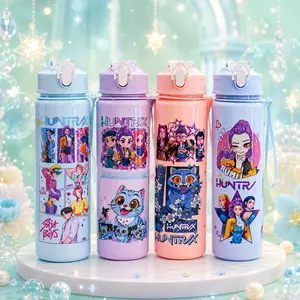 2026 Cartoon Anime Tumbler 500ml Hard Plastic Reusable Water Bottle with Lid & Straw - Portable Stylish Drinkware for Environmentally-Conscious Consumers, Hand Wash Only, Easy to Clean, Wipe with Damp Cloth