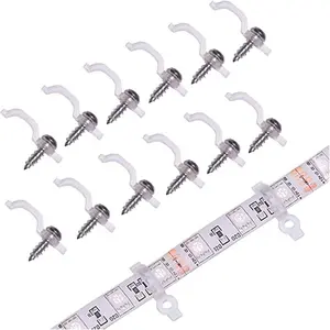 100 Pack Strip Light Mounting Bracket,Transparent Fixing Clips for 10mm Wide IP65  5050 LED Strip Light,One Side Fixing,100 Screws Included