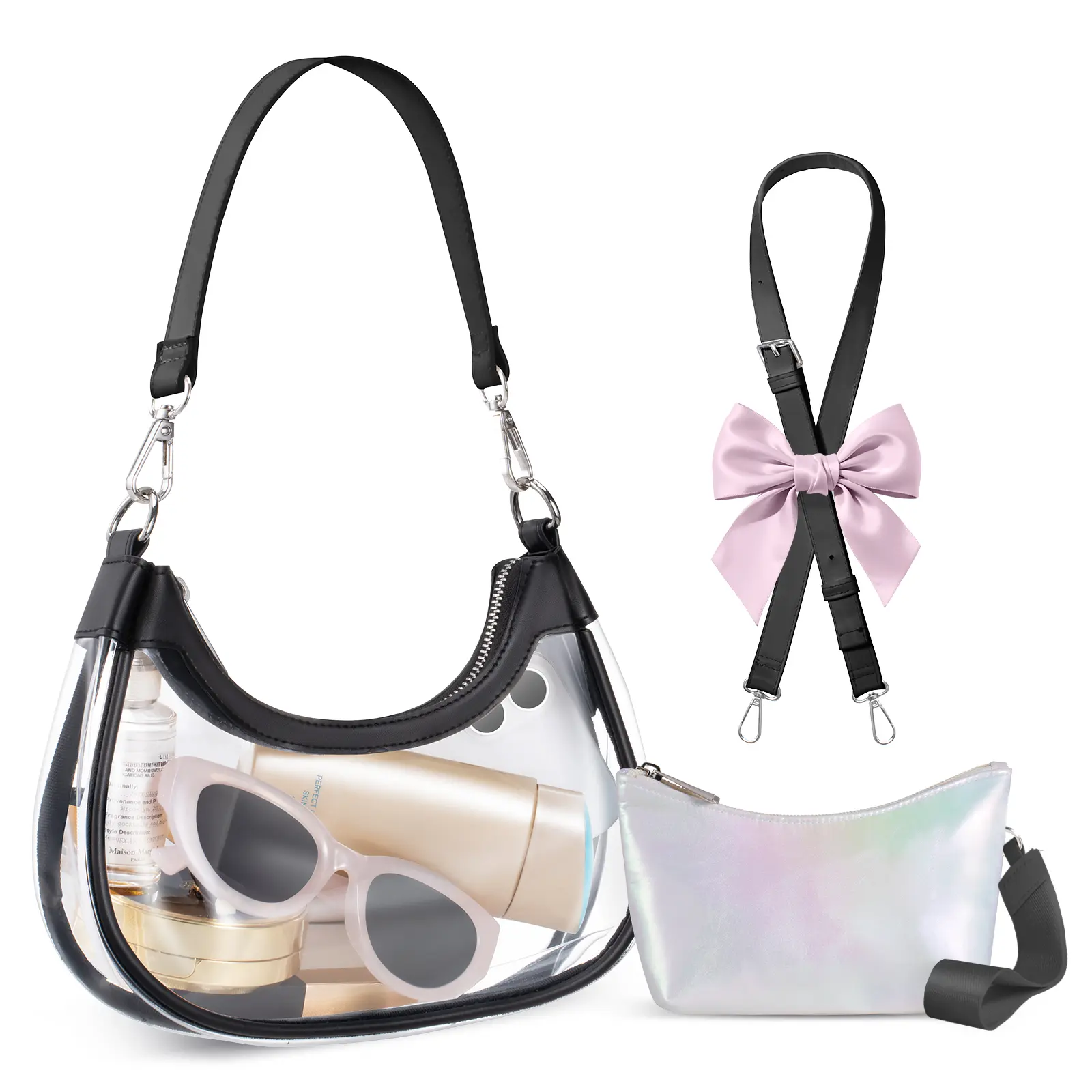 Clear Bag for Stadium Events, Clear Shoulder Bag for Stadium Approved with Wallet, for Concerts Sports Events