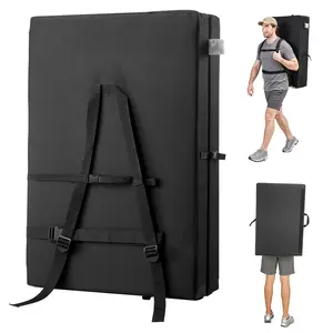 Bi-Fold Bouldering Crash Pad For Rock Climbing - Lightweight, Portable, And Foldable With Adjustable Backpack Straps And Integrated Handle, Suitable For Indoor Bouldering And Outdoor Climbing, Folded Size 35.6" X 24" X 8.3"