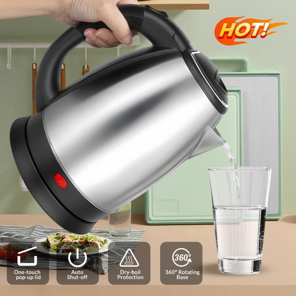 2.0L Electric Kettle – 110V 1000W Fast Boiling, One-Touch Lid, Leak-Proof Spout, Comfort Handle, Perfect for Home, Office & Dorm, Includes Power Cord