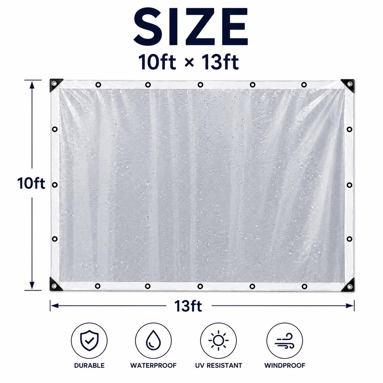 Home-use transparent Heavy-Duty waterproof fabric, durable multi-functional dust-proof and rain-proof fabric, with thick seam edges and reinforced rivet holes, is an ideal protective dustproof protection cover for patios and campers.
