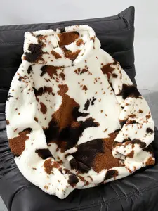 Men's Trendy Patchwork Faux Fur Hoodie with Zipper, Thick Warm Padded Jacket, Drop Shoulder Design, Unique Pattern, Fall & Winter Essential