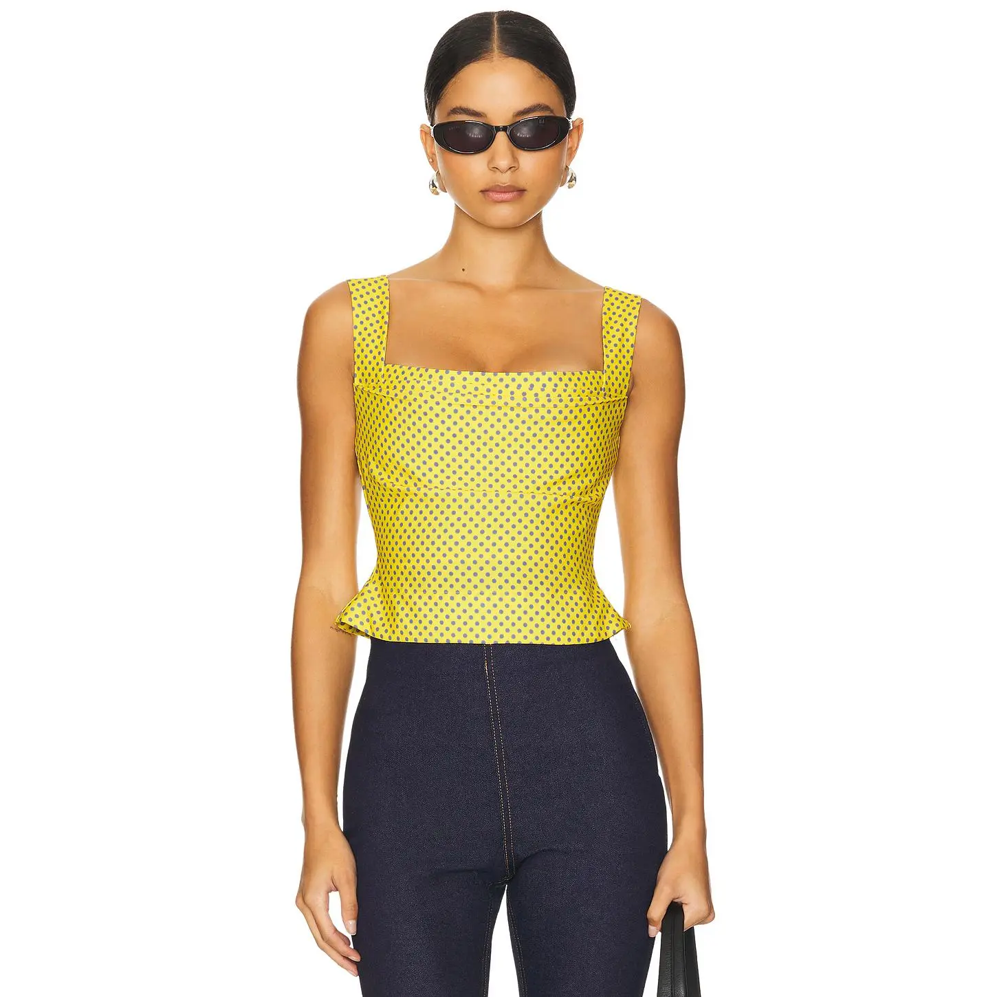 Miaou Imogene Corset in Yellow Polka Dot