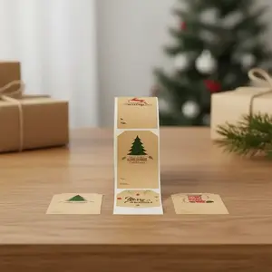Vintage Christmas Stickers Roll, Self Adhesive Label, 300-500 Sheets Per Roll, Perfect Gift Wrapping Labels, Festive Holiday Decorations