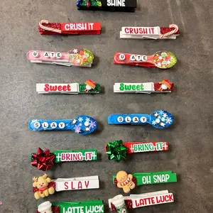 15 Mixed Christmas Holiday sports clips & cheer pin backpackbundle - Handmade Wooden Clothes Pins perfect for pinning backpack at your next games, practice or competition . Perfect for volleyball, cheerleading, soccer, basketball, dance & gymnastics too!