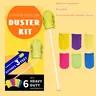 Extendable Handle Duster with 6 Refills Compatible with Swiffer, Microfiber Duster Refills with 3 ft Extendable Handle for Household Cleaning Supplies summerwins Cleaner Reusable Heavy Duty Machine Washable