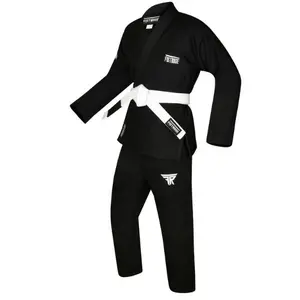 FISTRAGE Black Brazilian Jiu Jitsu Gi Lightweight BJJ Kimono for Men & Women Training Competition Uniform Durable Comfortable Fit with Free White Belt