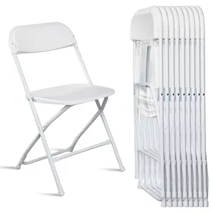 Karlhome 4/6/10 Folding Chairs, White & Black, Steel Frame, 350lb Capacity, Available in 4/6/10 packs for indoor/outdoor events, weddings, parties, gathering