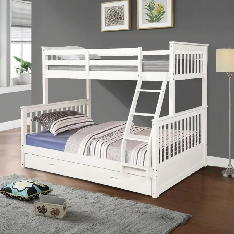 Bellemave Solid Pine Wood Twin-Over-Full Bunk Bed Frame with Wood Headboard Footboard, Storage Drawers, Ladder, Safety Guardrails, Multi-Functional for Family, Gaming Spaces, Bunk Bed Frame Bed Frames