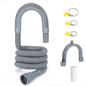 Universal Washing Machine Drain Hose Extension, Flexible Washer & Dishwasher Hose, Portable Sink & Dehumidifier Pipe, Corrugated Plastic Hose with Clamp (6.5 FT)