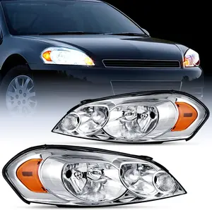 Nilight Headlight Assembly Compatible with 2006 2007 2008 2009 2010 2011 2012 2013 2014 2015 2016 Impala 2006 2007 Monte Carlo Replacement Headlamp Chrome Housing Amber Reflector