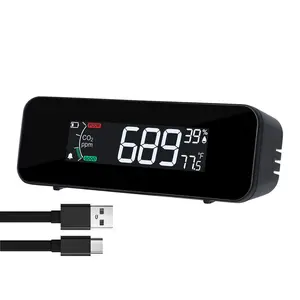 ILAQ-481 Portable CO2 Monitor with Temperature & Humidity Measurement NDIR Sensor Technology, 3-Color Air Quality Alert, Rechargeable Battery 40+ Hour Continuous Usage