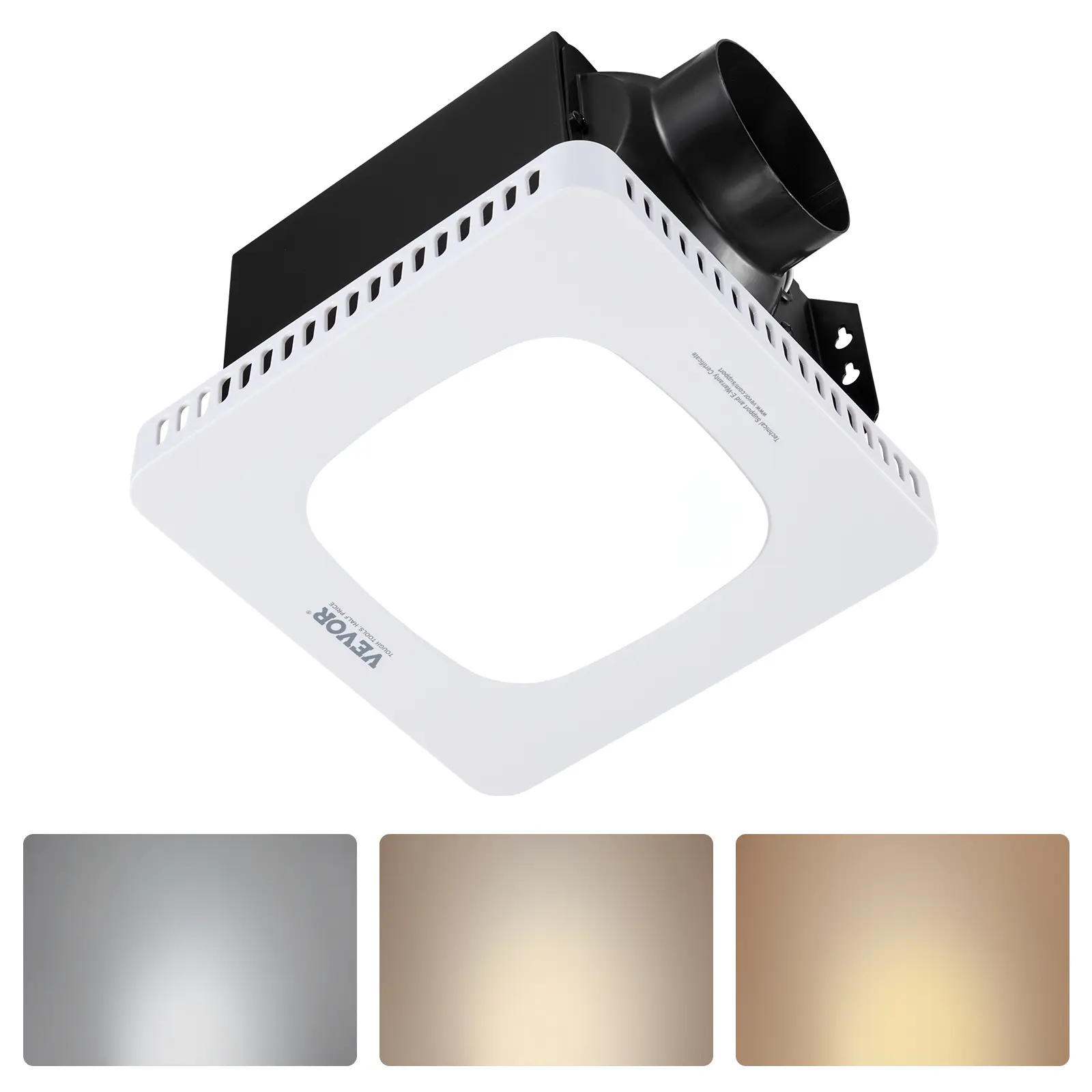 【SummerFinds】VEVOR Bathroom Exhaust Fan with LED Light, 80 CFM Bathroom Vent Three Gear Color Temp, 1.5 Sones Low-Noise, Premium AC Motor Ceiling Fan for Laundry Room, Storage Room, Home Ventilation, White