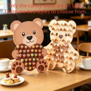 1Pcs Wooden Bear Heart & Bow Shape Lollipop Display Stand –  Rustic Candy Holder for Party Atmosphere Decor, Dessert Table Centerpiece, Birthday & Celebration Supplies, Decoration