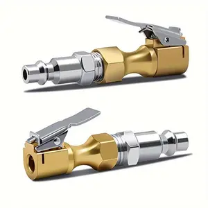 US standard quick connection male head turn tire fast inflation, strengthen quick clip inflatable nozzle, heavy duty locking tire inflatable chuck with clamp-fit, copper material, fast ventilation