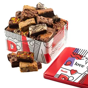 DAVID'S COOKIES Brownie Gift Tin - 20 Individually Wrapped Assorted Gourmet Wheat Brownies (Chocolate Chip, Pecan, Peanut Butter, Cheesecake Swirl) - Food and Snacks for Anniversary Gifting (Ambient Temp Storage)