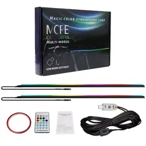 2-in-1 RGB Acrylic Car Interior LED Strip Lights — Music Sync, Flexible USB Mood Lighting, APP & Remote Control outdoorfun