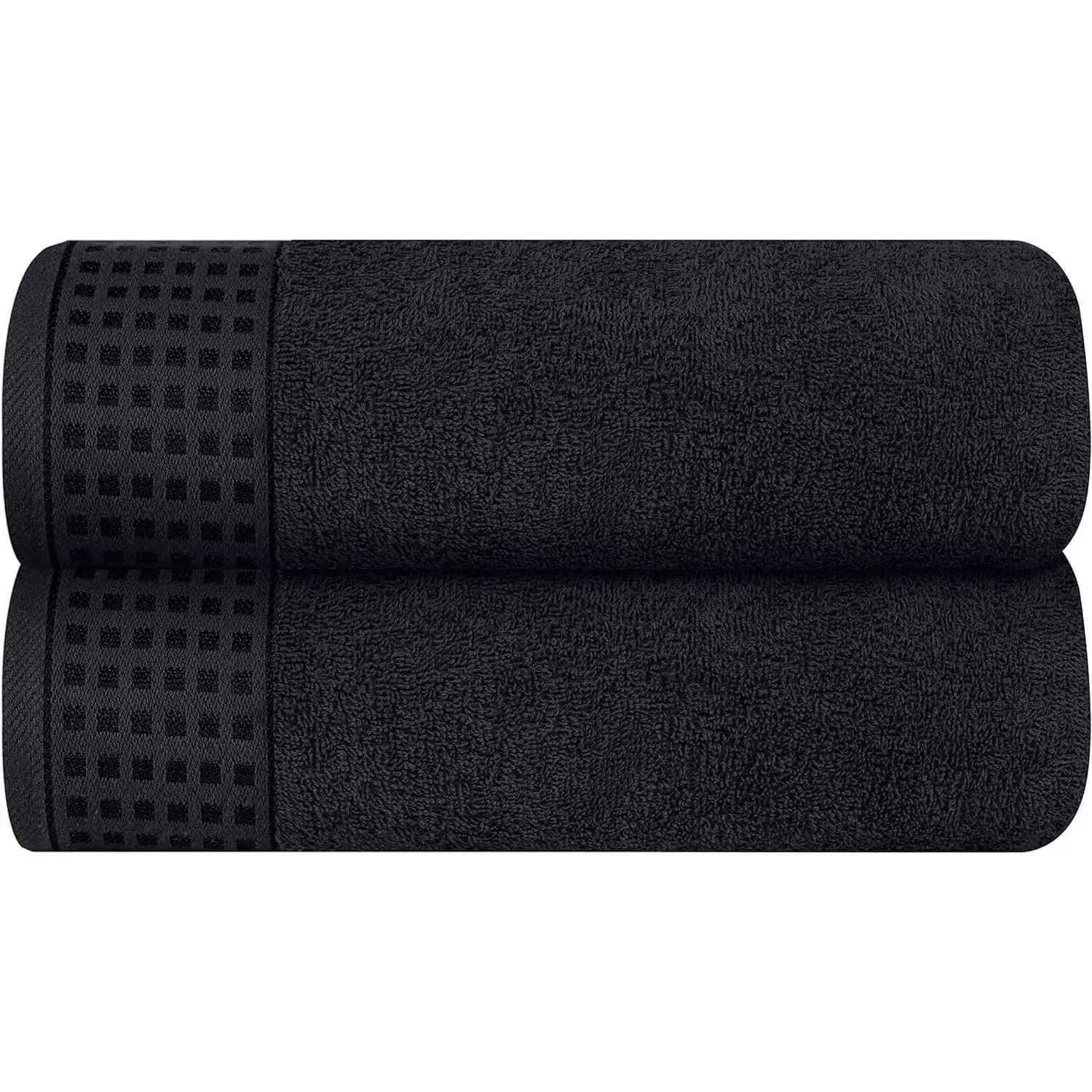 2 Pack Oversized Bath Towel 100% Cotton  Set 28 x 55 Inches, Ultra Soft Highly Absorbant Compact Quick dry & Lightweight Large Bath Towels, Ideal for Gym Travel Camp Pool - Black