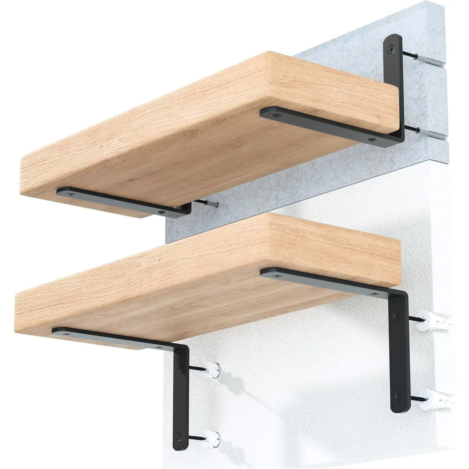 4 count Shelf Brackets, Black 6inch Floating Shelf Bracket, Wall Mounted Support,Heavy Duty Floating Shelf Bracket