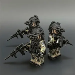 Military Minifigures Assembly Kit - Navy SEALs & Delta Force Troops with Detailed Uniforms & Weapons (1.6in)