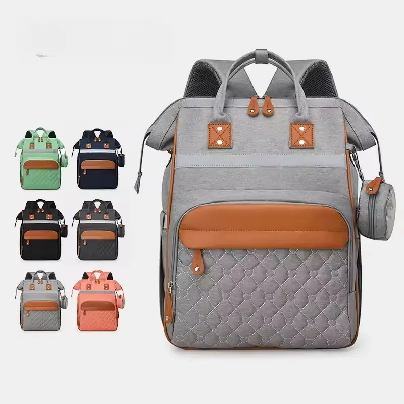 Solid Color Nylon Diaper Bag Backpack for Moms, Large Capacity Waterproof Organizer with Insulated Pockets & Pacifier Case, Multifunctional Diaper Backpack, Diaper Bag Organization