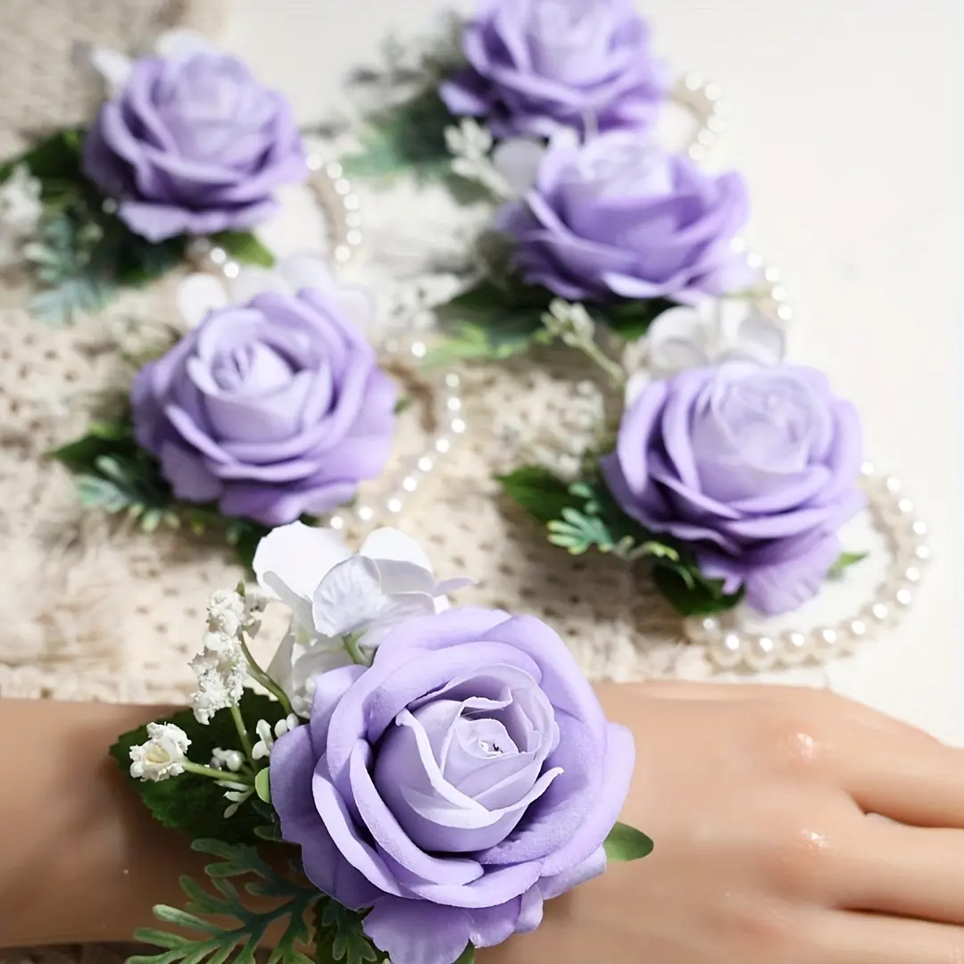 6 Elegant Princess Rose Wrist Corsages with Artificial, Perfect for Brides, Bridesmaids, and Mothers of the Bride/groom at Weddings, Anniversaries, Balls, and Special Occasions