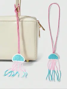 Handmade Beaded Jellyfish Bag Charm, Sequins Keychain Decoration, Casual Style Accessory for All Seasons, Perfect for Bags and Keys