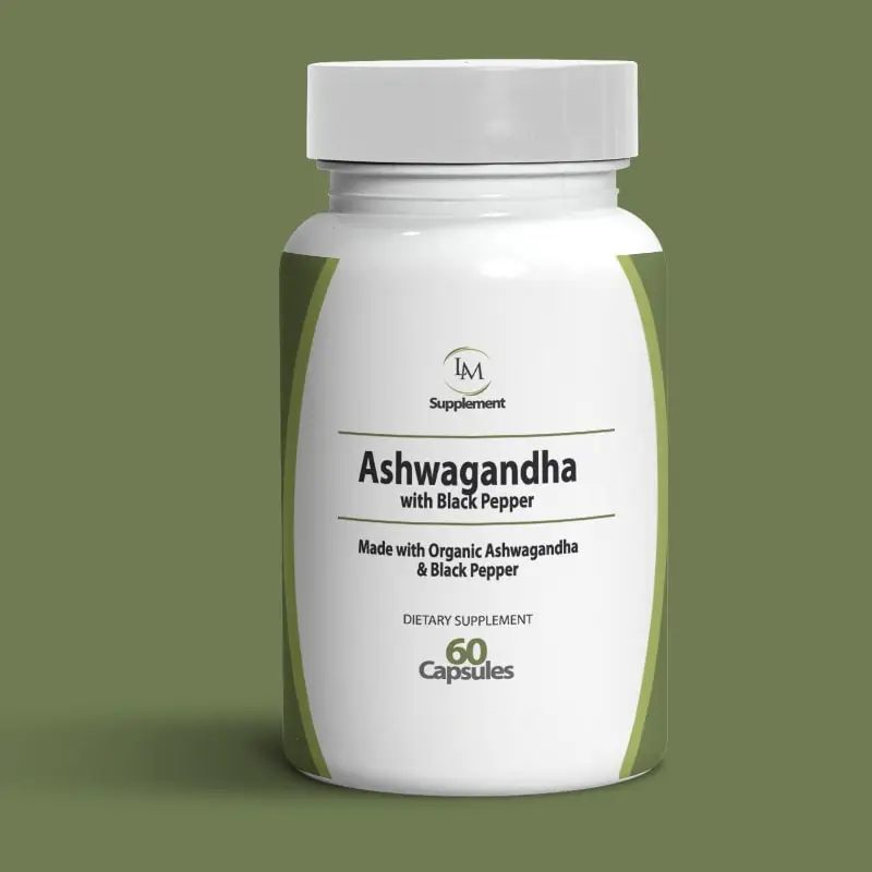 Ashwagandha with Black Pepper - 60 Capsules - Dietary Supplement - Made with Organic Ashwagandha & Black Pepper - Optimum Health for Fitness