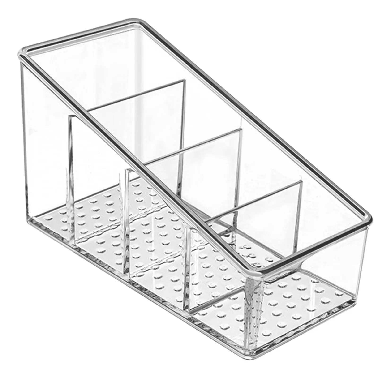 MaxGear Durable Plastic TV Remote Control Organiser Box - 1 Pack Transparent Storage Caddy, Multi Compartment Organiser with 4 Heights, See Remotes at a Glance, Space-Saving Home Supply