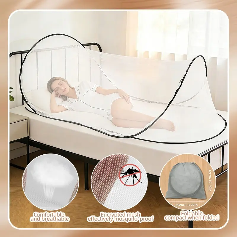 Pop-Up Mosquito Net Mosquito Proof Mesh 200x80x56cm, Foldable Travel Mosquito Net for Single Bed, Portable No Installation, Home and Camping Use, Mosquito Nettings