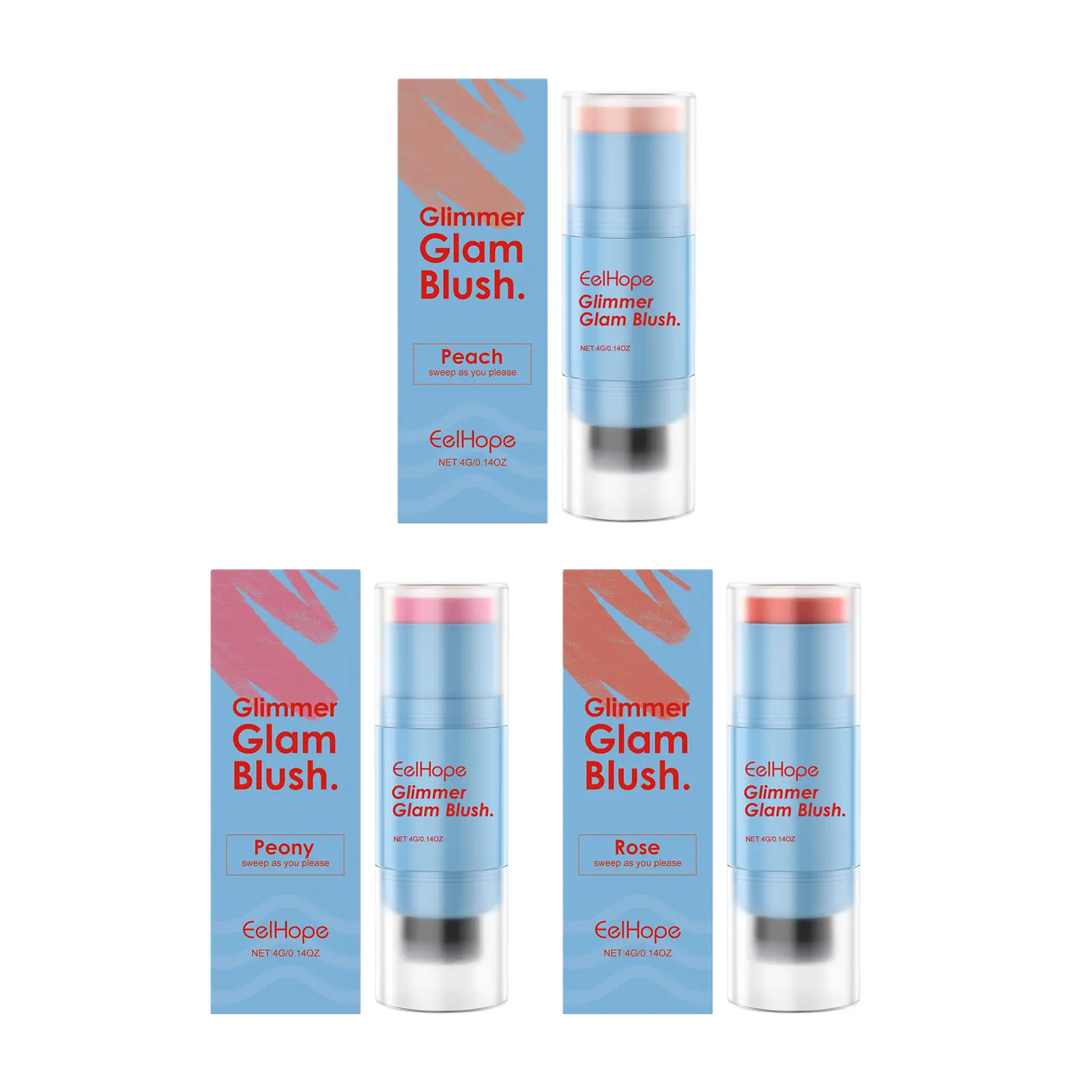 Multi-Use Cream Blush Stick - 4g Silky Shimmer Cosmetic, Hydrates Skin, Lightweight, Blendable Dewy Shine Finish, Compact, Mild, Nourishing, Pigmented for Cheeks & Lips, Small Volume Daily Makeup for Beginners, Moisturizing, Three Shades