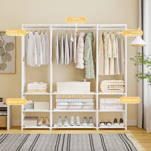 Simple Multifunctional Shoe Dustproof Closet Storage Hat Rack, Wardrobe Organizer, Hanging Clothes Stand, Space-Saving Design，Dustproof Shoe Cabinet Combined Coat Rack Simple Freestanding Hanger Multi-use Storage Rack for Bedroom Entryway Home