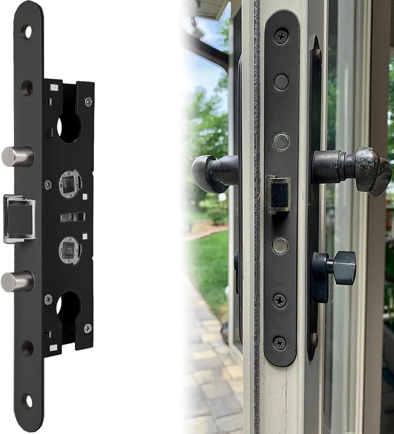 2 Point Bolt Mortise Lock  Replacement Parts Fit Pella Storm Door Handleset, Black