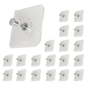 Clear Self Adhesive Hook (20pcs), Wall Mounted Hook, Multifunctional Hook for Kitchen, Bathroom, Home, Office, Home Organizer, Removable Hooks
