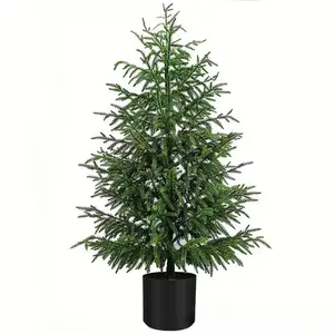 35.4 Inch Realistic Norfolk Pine Tree, Perfect for Indoor Outdoor Holiday Decor, Includes Pot, Artificial Norfolk Pine, Festival Season
