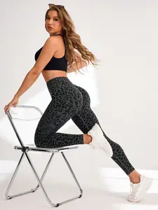 Women's Leopard Print High Waist Sports Leggings, Casual Comfy Breathable Skinny Pants for Yoga Gym Workout Running, Ladies Sportswear for All Seasons