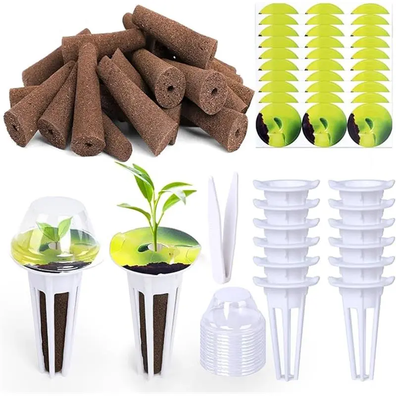 79 PCS Hydroponic Indoor Seed Pods, Growing System Kit for Aerogarden & Other Brands - Seed Starter, Growing Herb Pods Kit with 24 Grow Sponges, 12 Baskets, 12 Domes, 30 Labels & 1 Tweezer